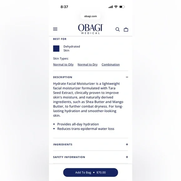 Obagi Hydrate Facial Moisturizer 1.7oz - Picture 8 of 8